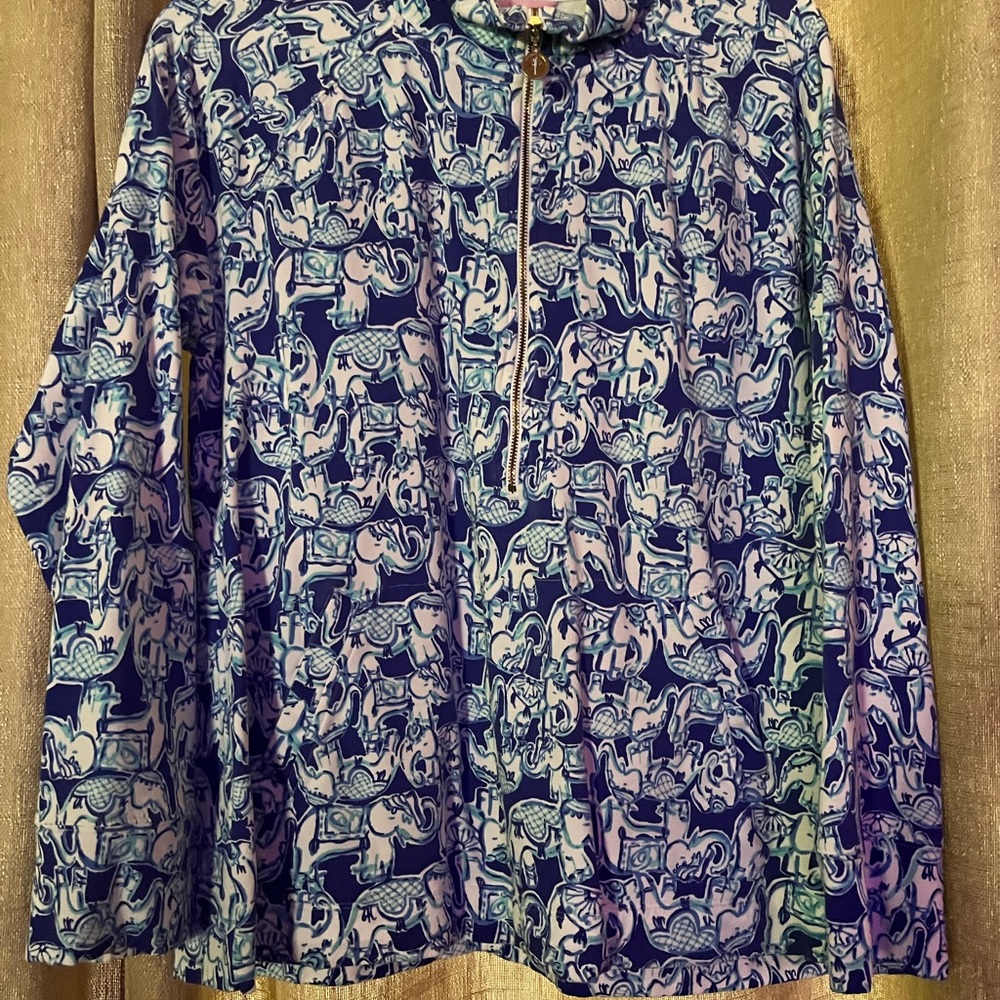 Lilly Pulitzer pop over Blue and White  Long Sleeve